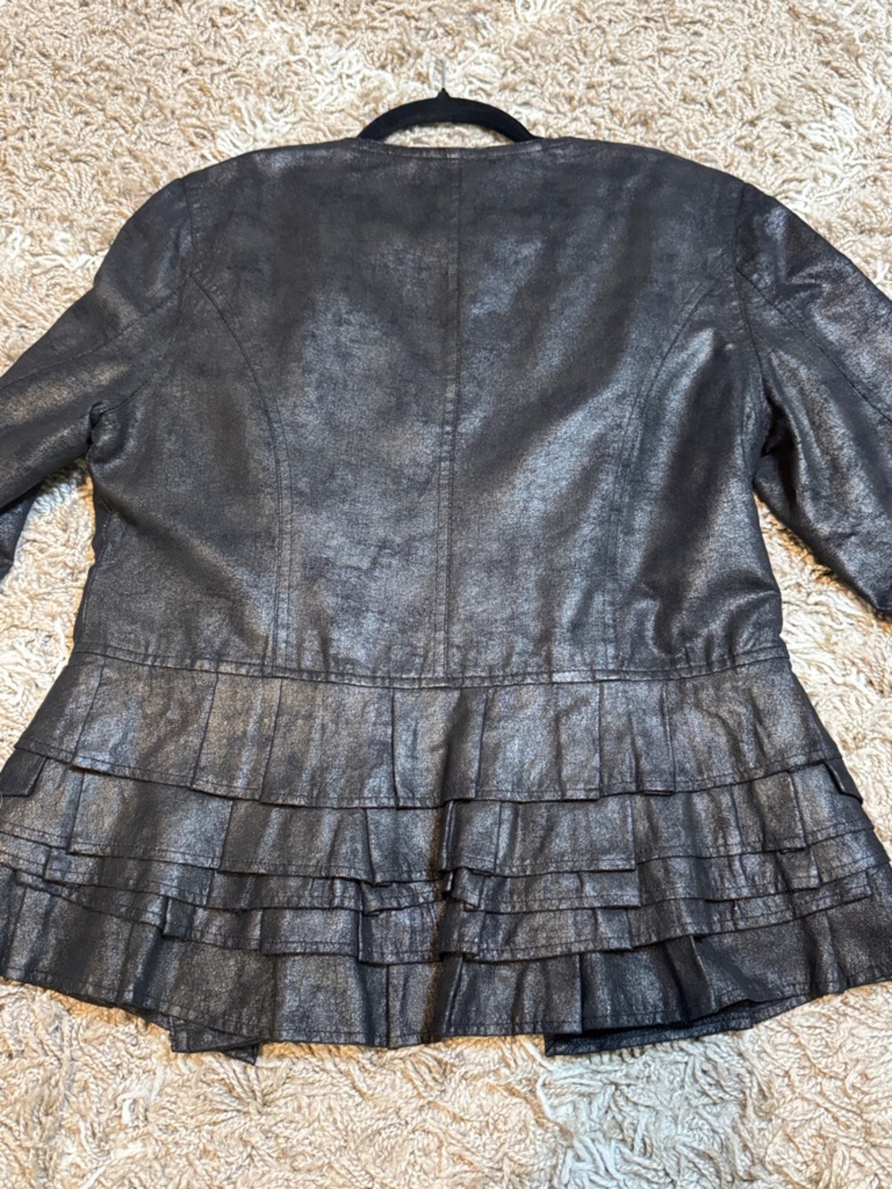 Tibi K Metallic Faux Leather Peplum Military Jacket Runs Small size Large - Picture 13 of 14